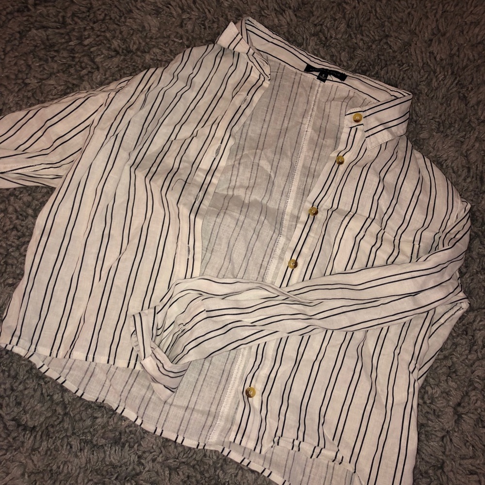 Striped button up top